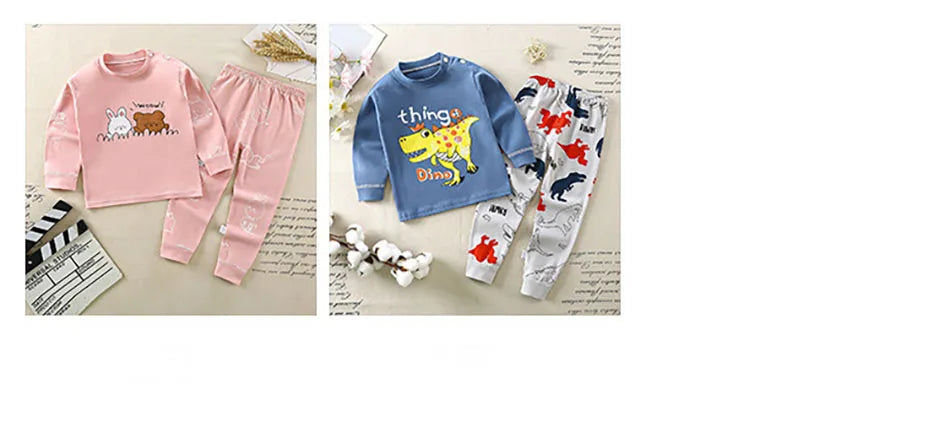 Cotton Kids Pajamas Set for Boys Girls Autumn and Winter Cartoon Sleeping Loungewear Children Night Sleepwear Home Wear Clothes