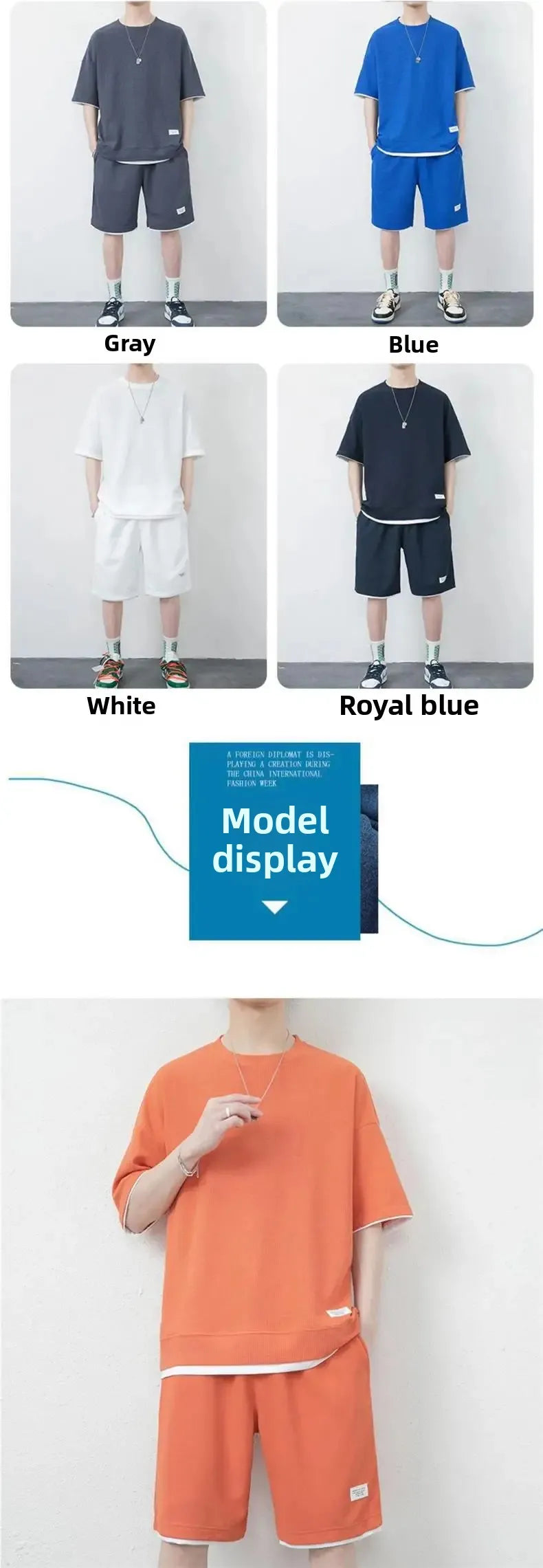 Casual Short Sleeve Sportswear Set for Men Summer Large Size Teenagers T-Shirt And Shorts Combo Comfortable Breathable Men's Out