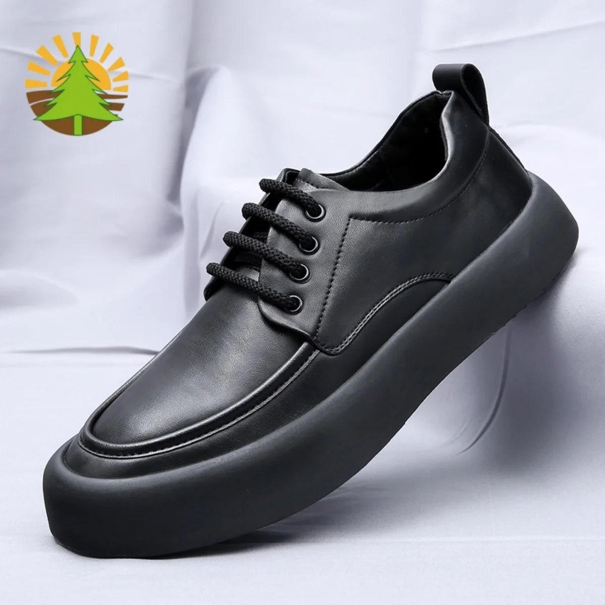 Men's Shoes 2025 Autumn New Trendy British Style Round-Toe Thick-Soled Derby Shoes Genuine Leather Black Formal Casual Leather Shoes, High-End Business Men's Shoes All-Season Soft-Soled Anti-Odor Leather Shoes Men's Korean St