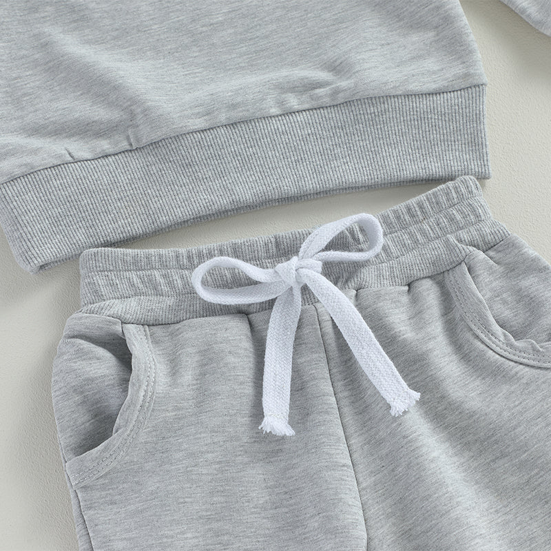 Pudcoco Newborn Baby Boy 2 Piece Outfits Solid Color Long Sleeve Sweatshirt and Elastic Pants for Toddler Fall Tracksuit 0-3T