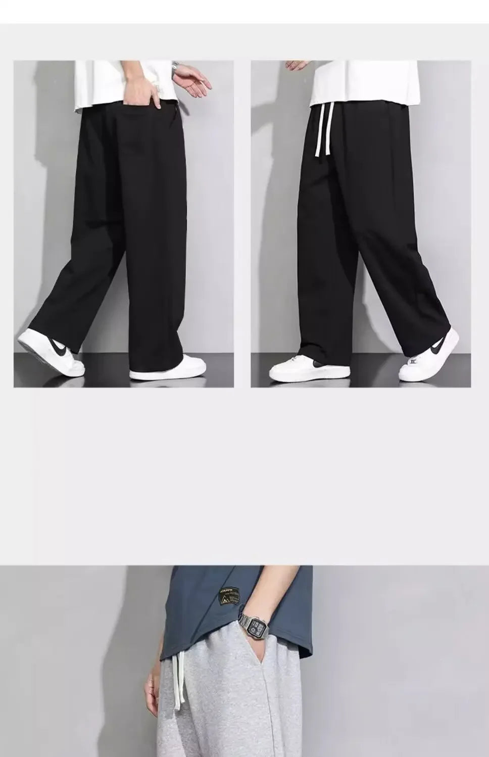 Men's Loose Fit Straight Leg Sweatpants Casual Plus Size Cotton Pants For Autumn Winter Spring Summer Lightweight