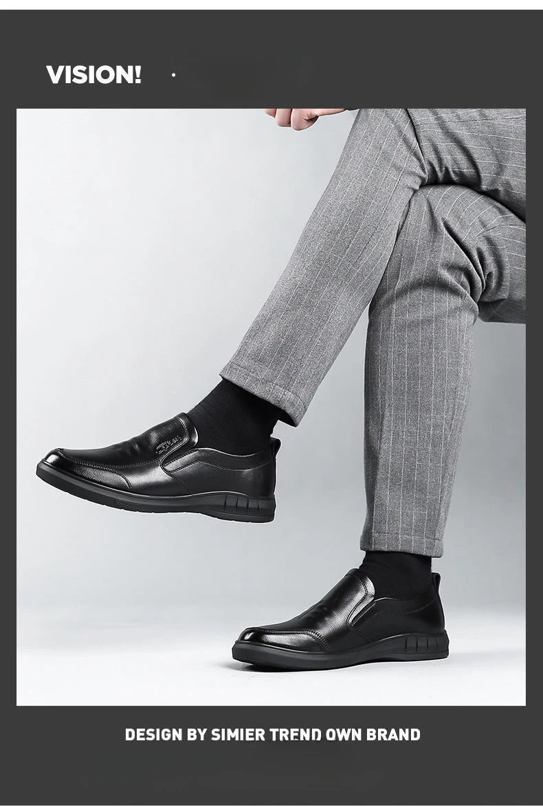 Classic Men's Leather Shoes New Black Soft Bottom Anti Slip and Breath Shoes Low-top Business Casual Loafers Formal Men's Shoes