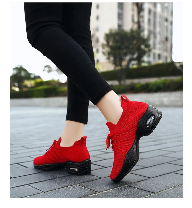 Dance Shoes for Women Stylish Dance Sneakers with Thick Soles Lightweight Fashion Walking Shoes Height Increasing Lady Flats
