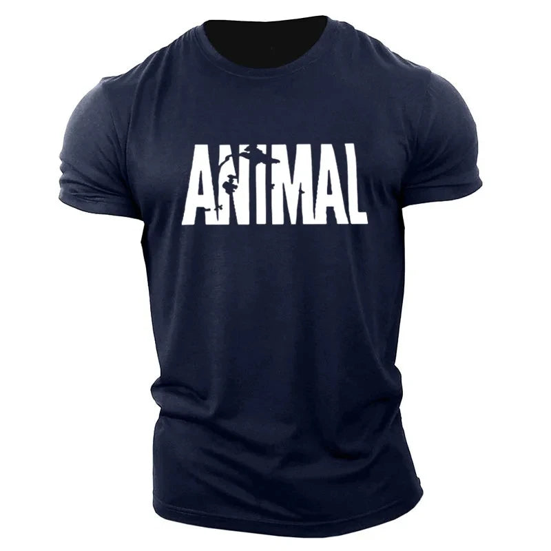 Animal Letter Minimalist Style Fashion Men's T-shirts Short Sleeve O-Neck Sportswear Oversized Gym Tops Street Men Women T Shirt