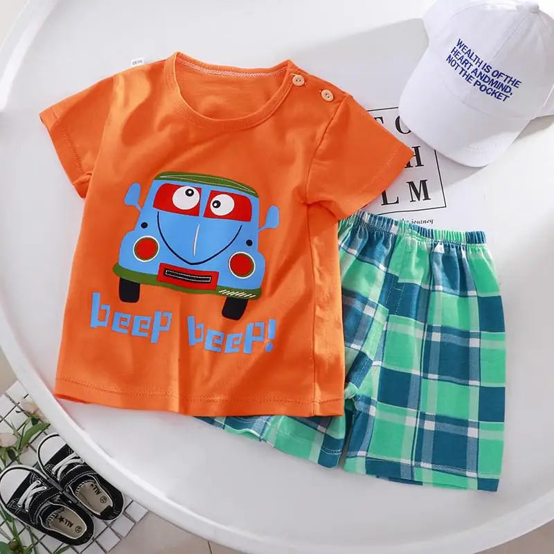 2022 New Summer Infants Clothes Short Sleeve T-shirt+shorts 2-piece For Baby Boys Girls Kids Outfit Children's Clothing Sets