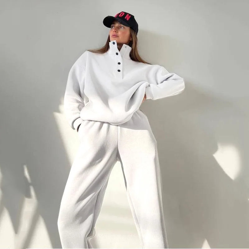 Oversized Solid Casual Pullovers Long Pant Set Warm Hoodie  New Tracksuit Suit Fashion pant sets sets for women 2 pieces