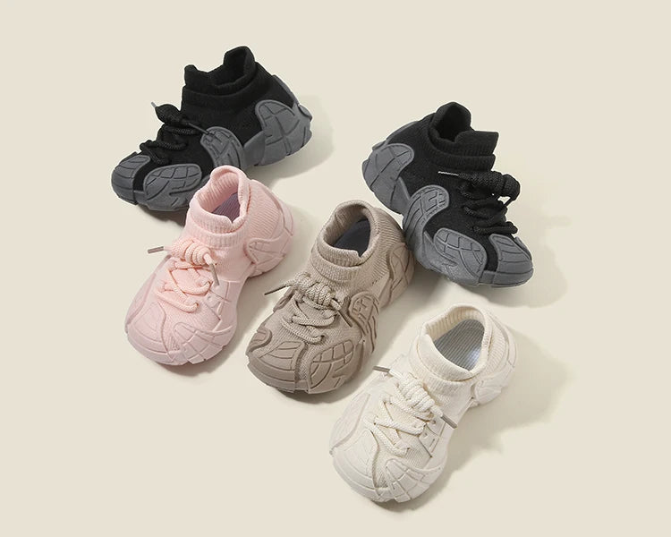 Kid Shoes Sneakers Fashion Knit Luxury Designer High Top Children Shoes Comfortable Casual Running Sports Tennis Shoes Boy Girls