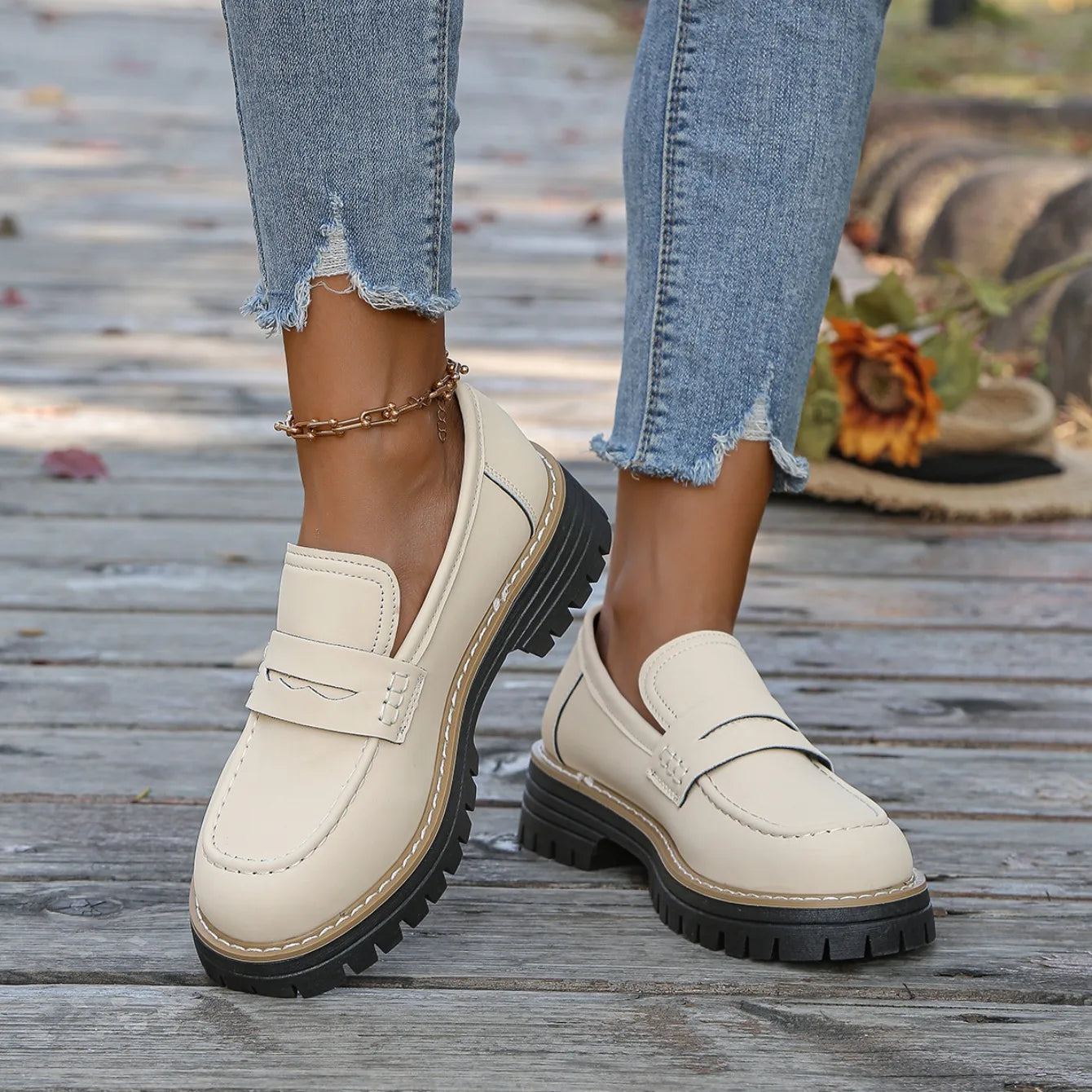 2025 New Women Loafers Comfortable Outdoor Sneakers Non-slip Thick Bottom Shoes Spring Autumn Flat  Shoes Women Zapatos De Mujer