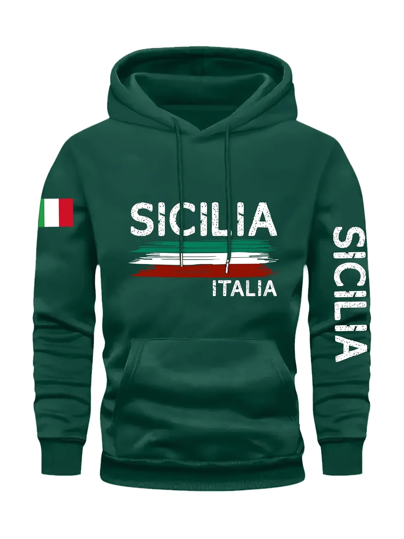 Hoodie Casual Pullover Pocket Geometric Pattern Knit Fabric Slight Stretch Regular Fit Hooded Collar Fashion Sports Sweatshirt