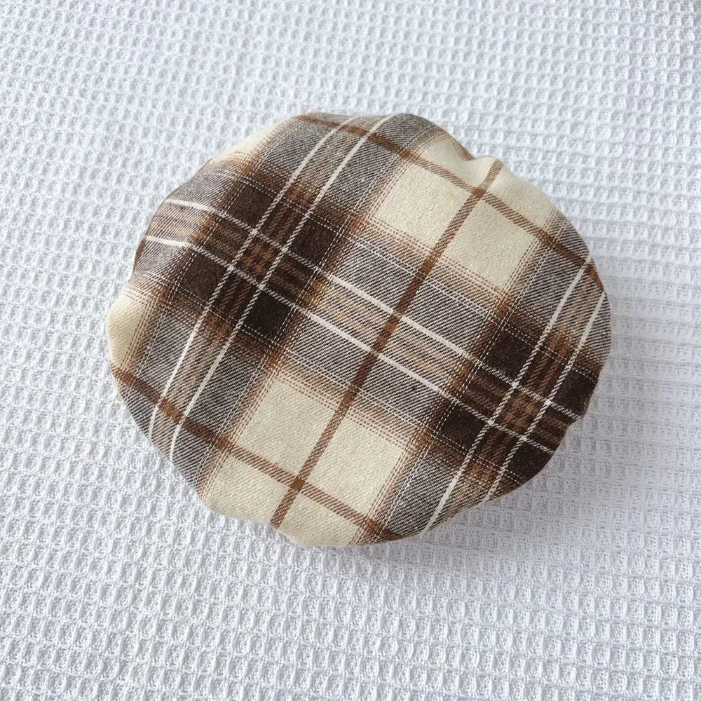 Korean Version Long Sleeved Shirt Fake Two-piece with Belt+Print Hat Outfits 3-7 Years Old Autumn New Plaid Girls Casual Dresses