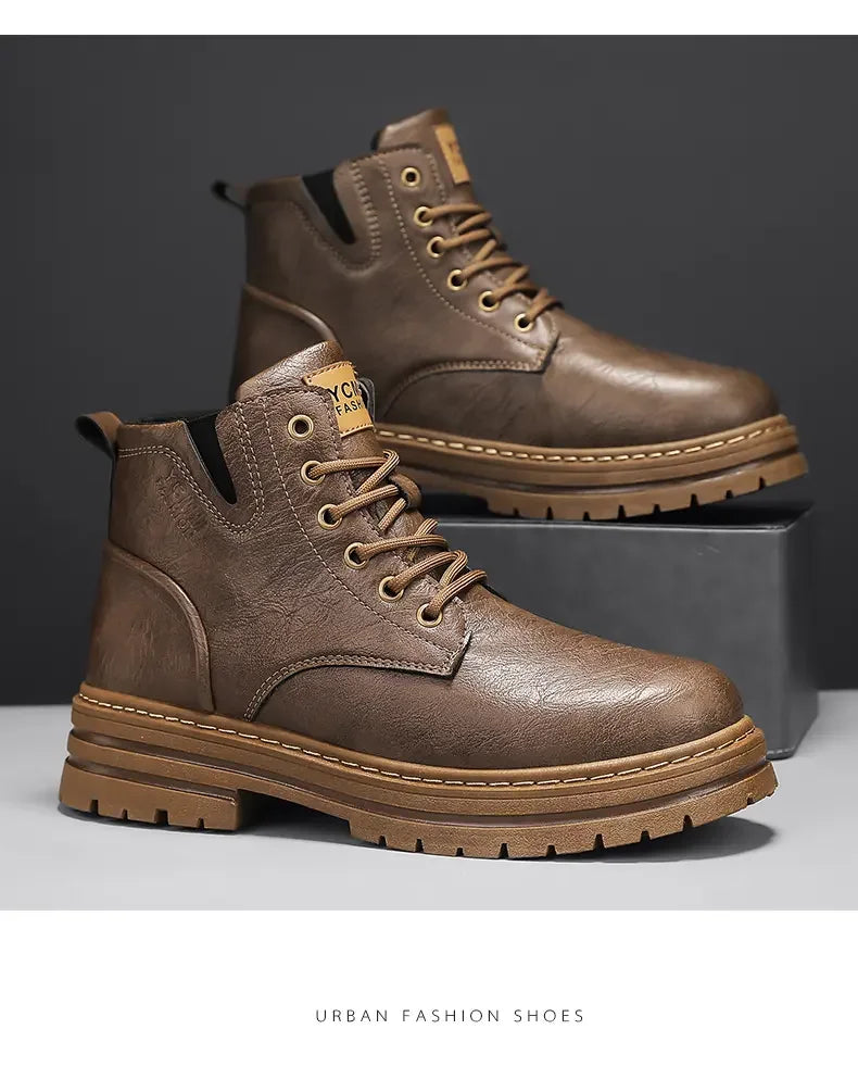 Boots Men All Season Outdoor Work Shoes Anti Slip and Comfortable Black Ankle  Boots Fashionable British Casual Denim Boots 2025