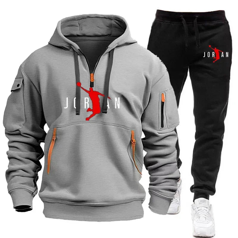 2025 Autumn and winter new trend men's blazer + Tracksuit pants Fashion casual jogging print sportswear outdoor sportswear