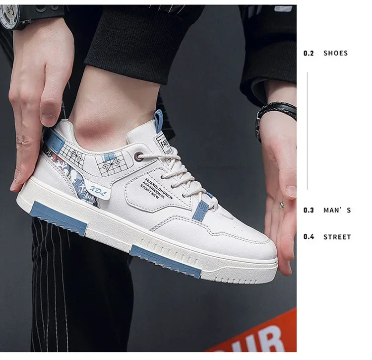 Men's shoes 2024 summer new breathable white shoes men's trendy and versatile thick soled sports board shoes trendy shoes