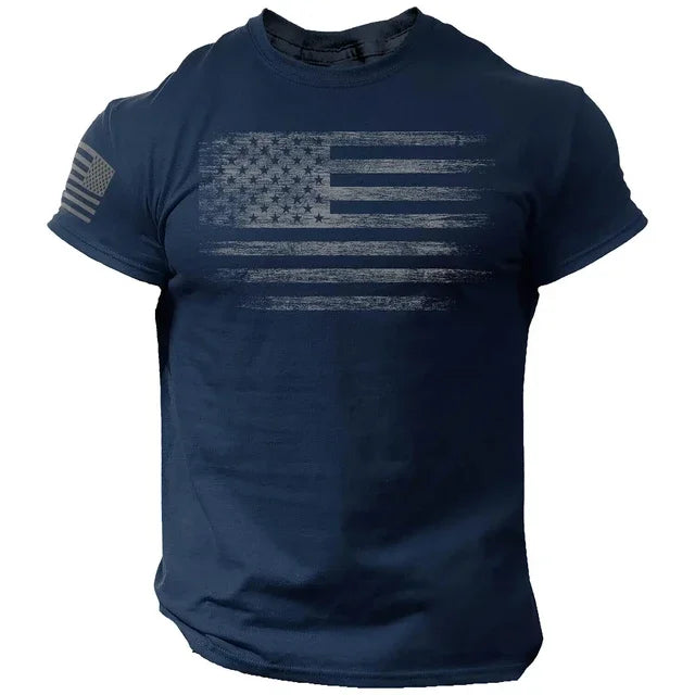 2024 New Gym T-shirt for Men 3d Print USA Flag T Shirt Oversized Casual Short-sleeved Summer Sportswear Men's Clothing Tees Tops