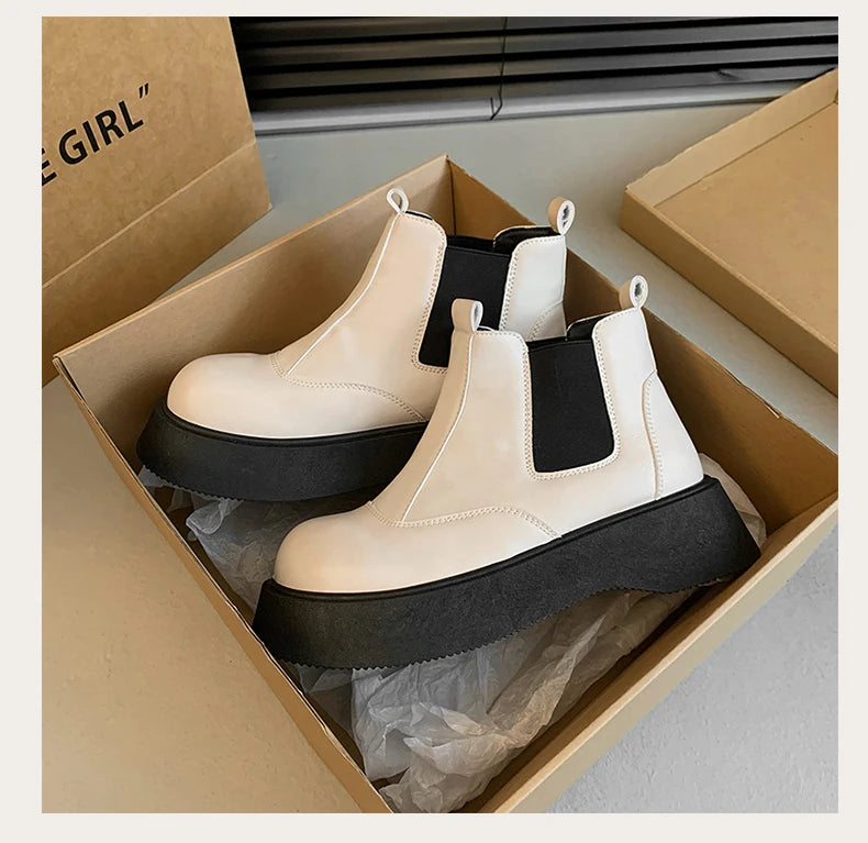 Fall New Style Thick-soled Women's Fashionable Boots, Retro Big-head Short Boots, Anti-slip and Wear-resistant Outdoor Boots