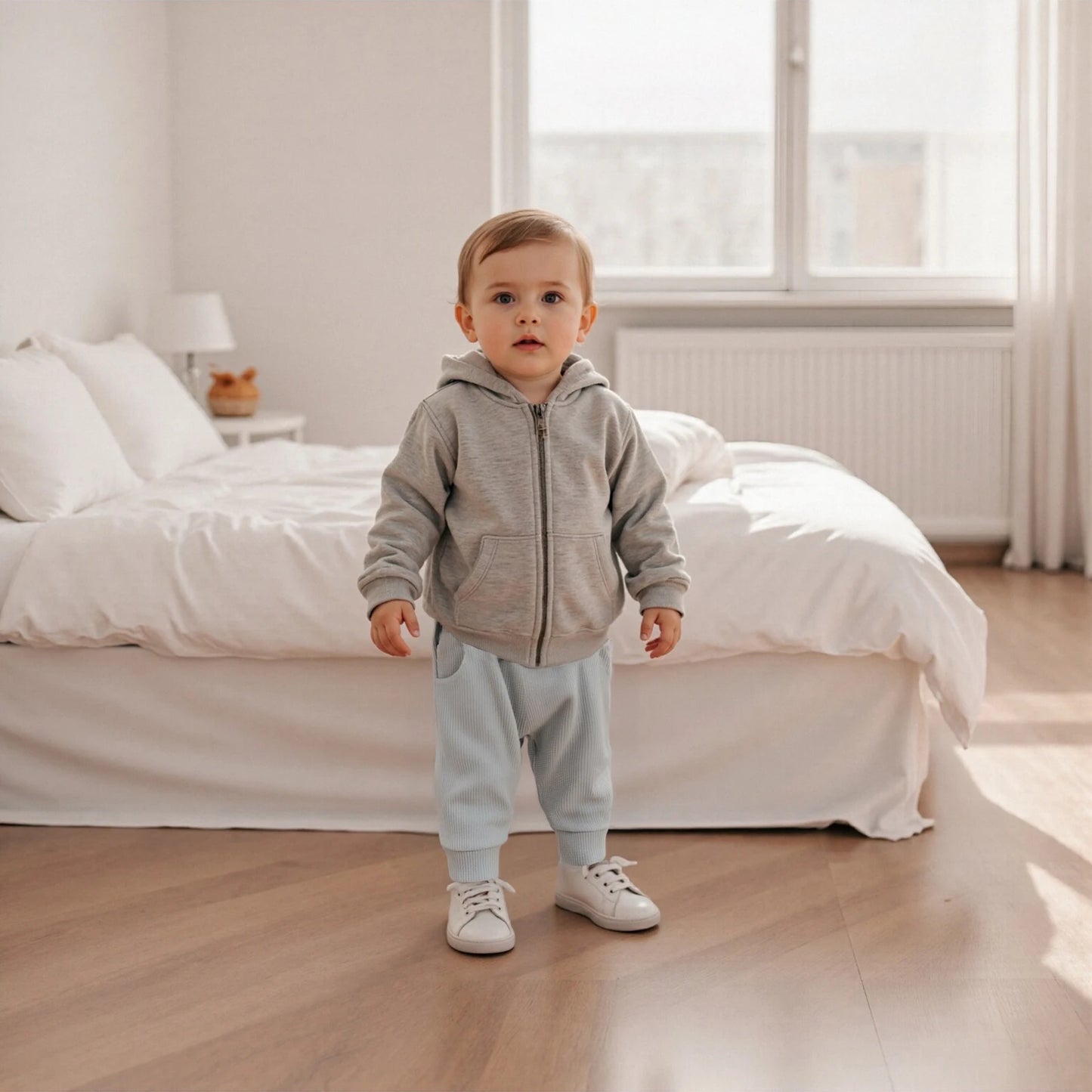 3 Pack Waffle Texture Casual Pants Soft Solid Color Elastic Waistband Toddler Boys Trousers