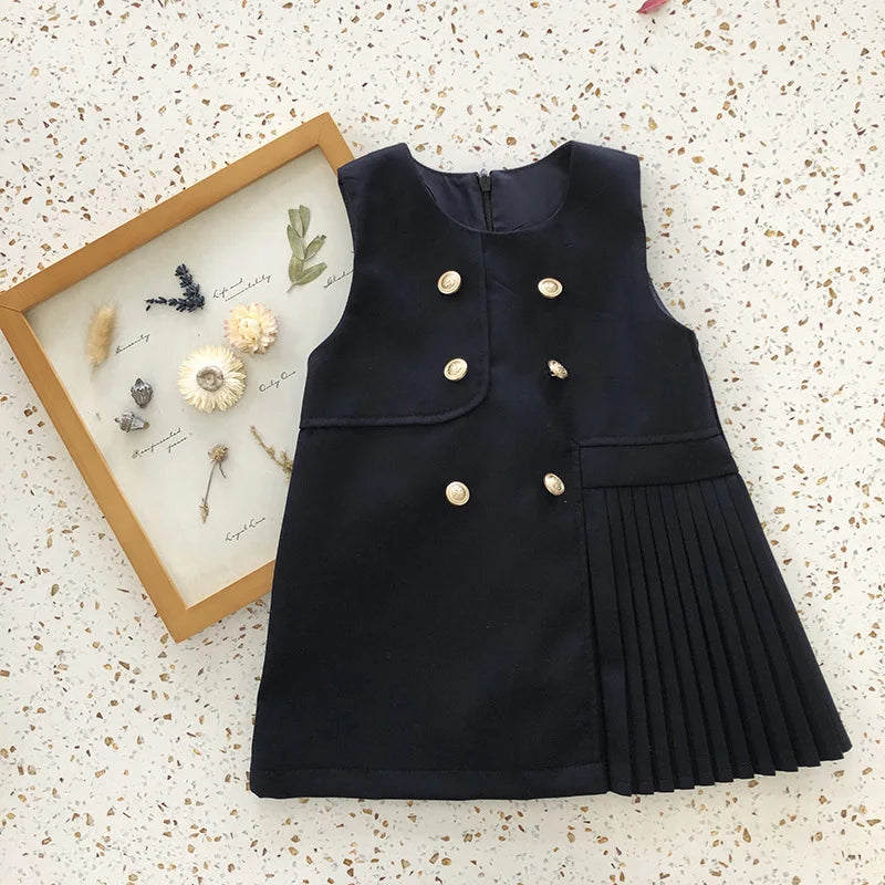 Kids School Dress White 2025 Autumn New Children Long Sleeve Blouse and School Sundress  for 2 To 8 Years Old Girls Clothes Suit