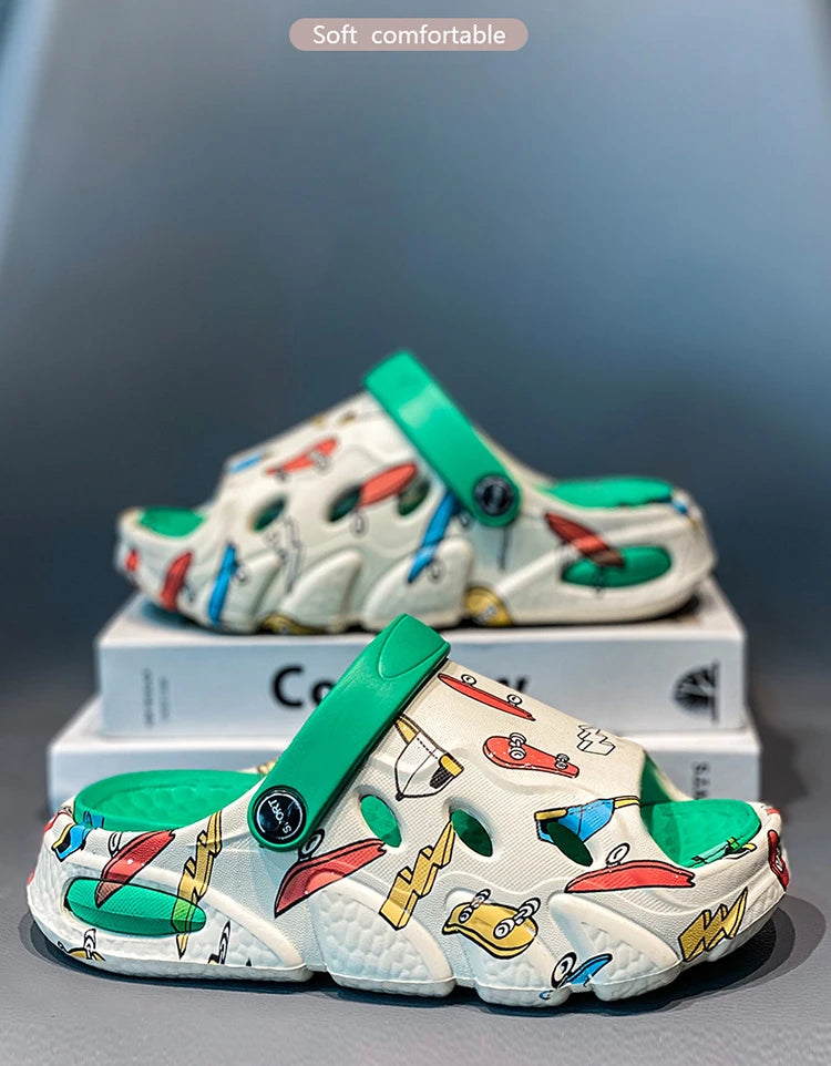 2025 Kids' Summer Sandals Non-Slip Soft Sole Chunky Slides for Boys Girls Breathable Outdoor Beach Shoes Thick Cushioned Soles