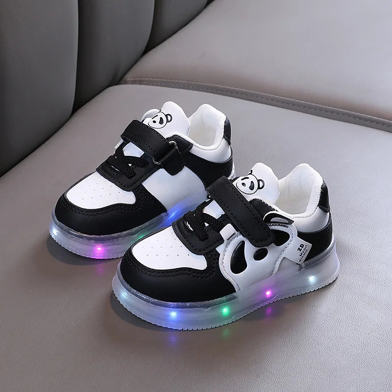 LED Kids Shoes For Girls Cute Cartoon Shoes Baby Girl Kawaii Canvas Shoes Soft Bottom Sneakers Casual Shoes Boys Flat Shoes