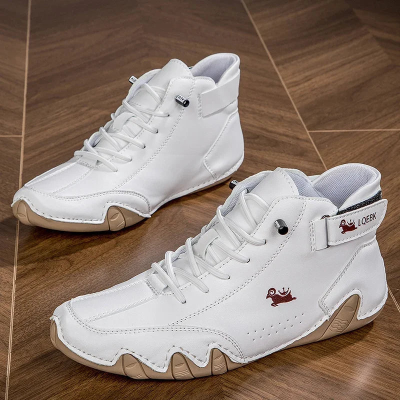 Boots for Men Casual High Top Sneakers Soft Sole Fashion Mens Slip-On Leather Driving Walking Shoes Comfort Luxury Ankle Boots