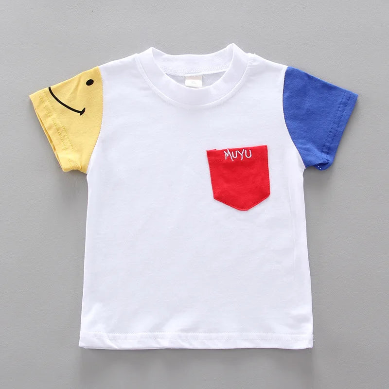 Korean Version Baby  Short-Sleeved Clothing Suits Summer Cotton Children's T-Shirt + Denim Shorts Sets Handsome