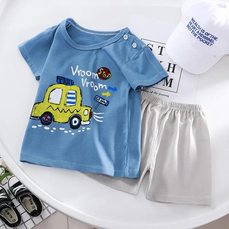 2022 New Summer Infants Clothes Short Sleeve T-shirt+shorts 2-piece For Baby Boys Girls Kids Outfit Children's Clothing Sets