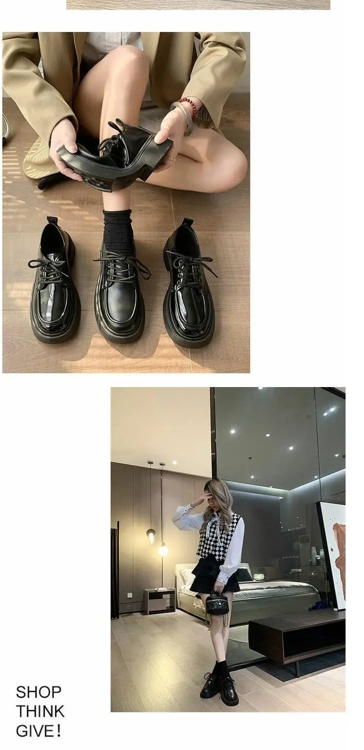 Women's Shoes Platform Round Toe British Style All-Match Oxfords Casual Female Sneakers Shallow Mouth Flats Autumn Loafers With