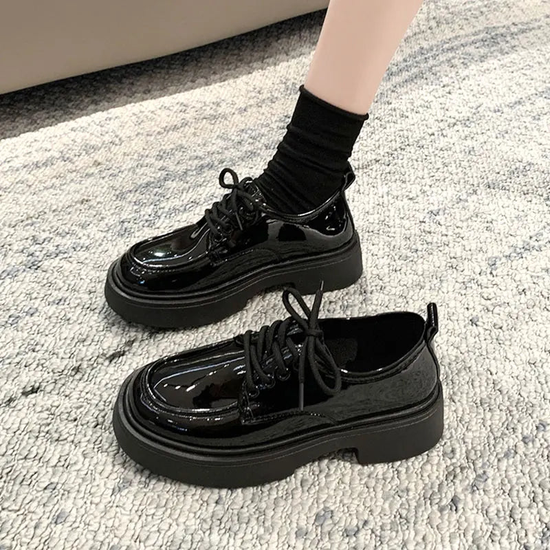 Women's Shoes Platform Round Toe British Style All-Match Oxfords Casual Female Sneakers Shallow Mouth Flats Autumn Loafers With