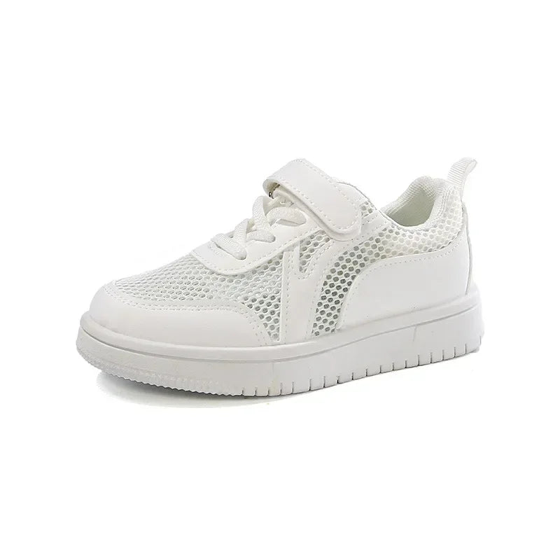 Kids Sports Shoes Non-slip Soft Sole Children White Shoes Hook&loop 2025 New Students School Flat Shoes Comfortable Trendy