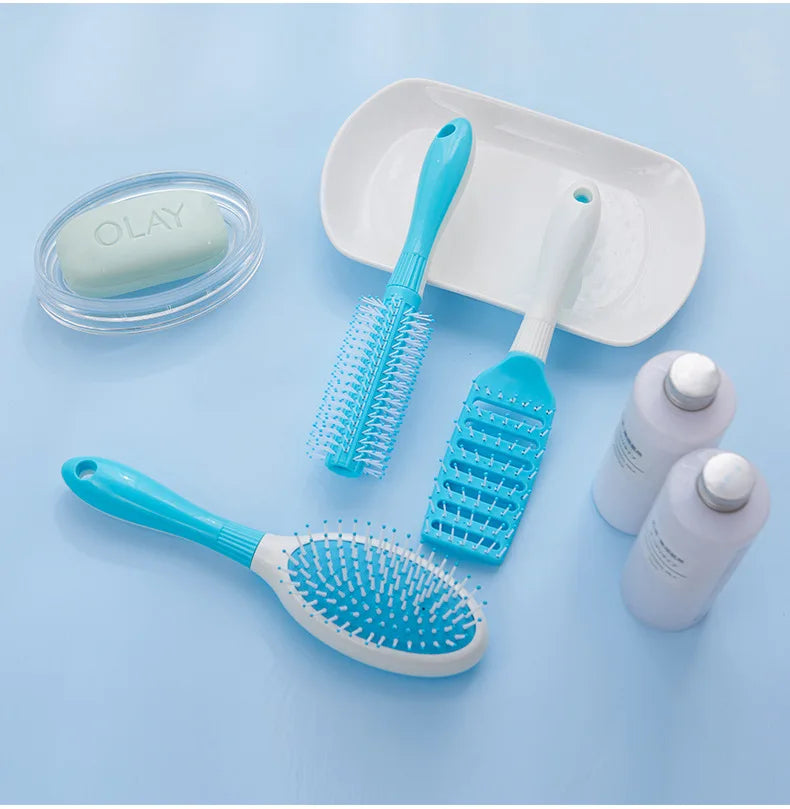 Cute Japanese Korean Massage Anti-screw Plastic Hair Brush White Curly Hair Hollow Activity Gym Untangling Hairdressing Comb