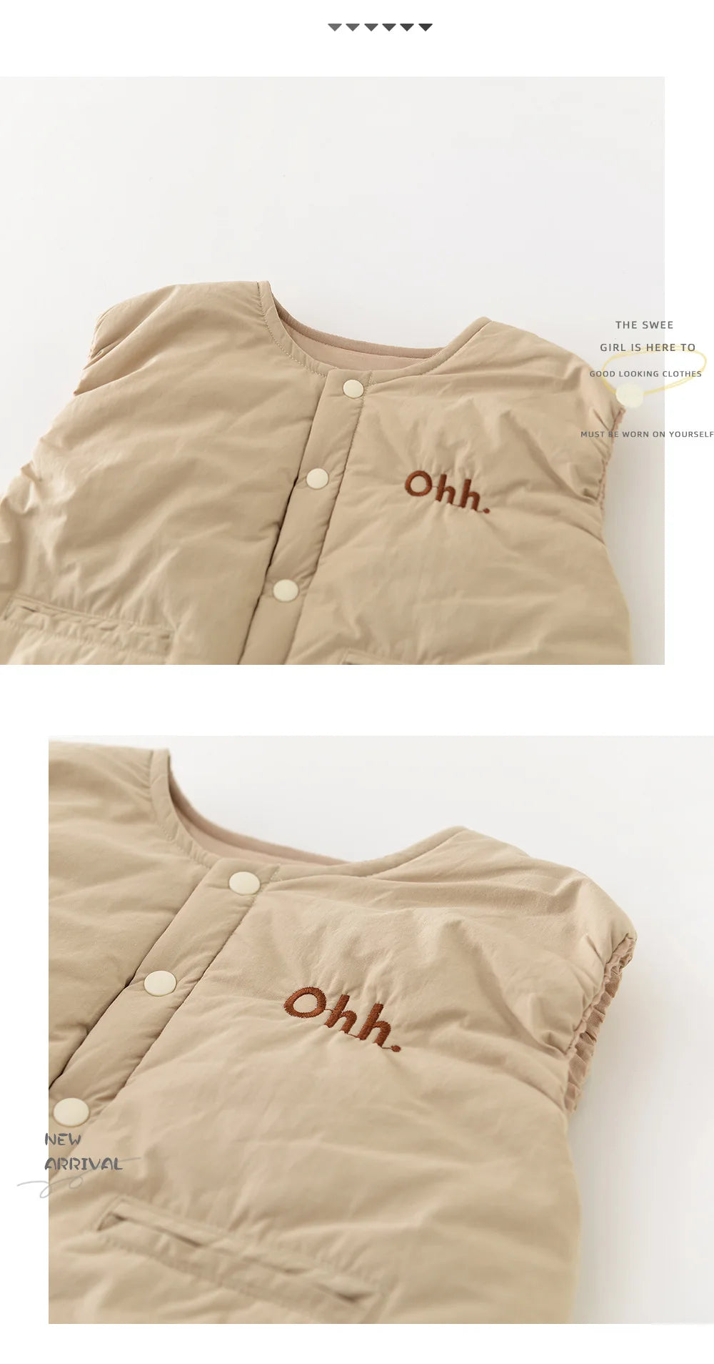 LILIGIRL Winter Baby Vest Thicken Letter Toddler Girls Waistcoat Simple Warm Infant Fleece Padded Coat 6M-3T