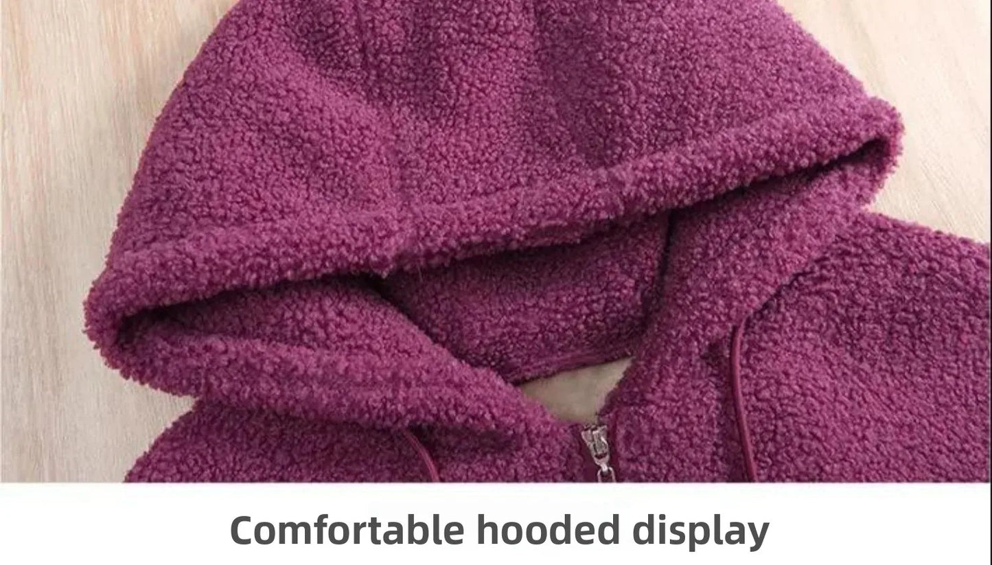 Lamb Velvet Hoodie Women's Thickened Fleece Teddy Velvet Loose Autumn Winter Korean Style Zipper Cardigan 082