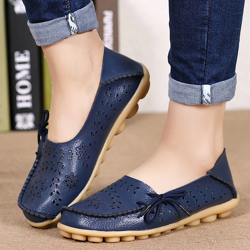 Women's Shoes Fashion Women Flats Genuine Leather Loafers Women's Moccasins Flats Ladies Shoes Female Slip On Ballet Flat Shoes