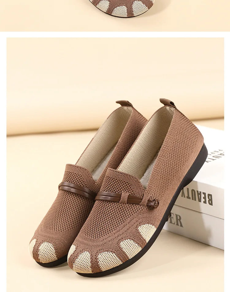 Women's shoes 2025 spring/summer new style shallow mouth flat bottom mother's shoes breathable mesh shoes comfortable loafers