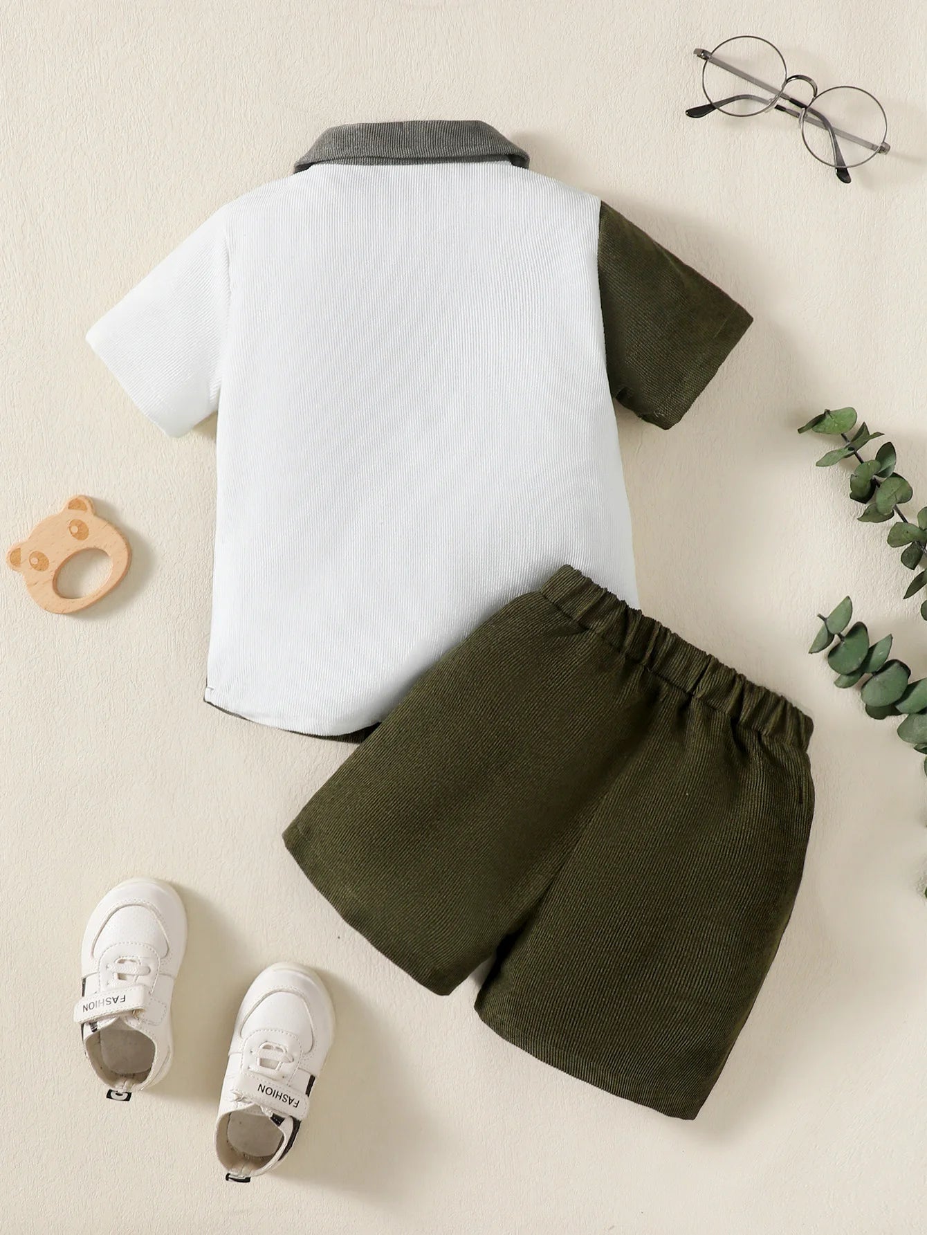 1-6 Year Children Boys' Flip collar Color Blocked Pit Stripe Top+Shorts Fashion 2Pcs /set Sunny  Handsome Boys' Summer Set