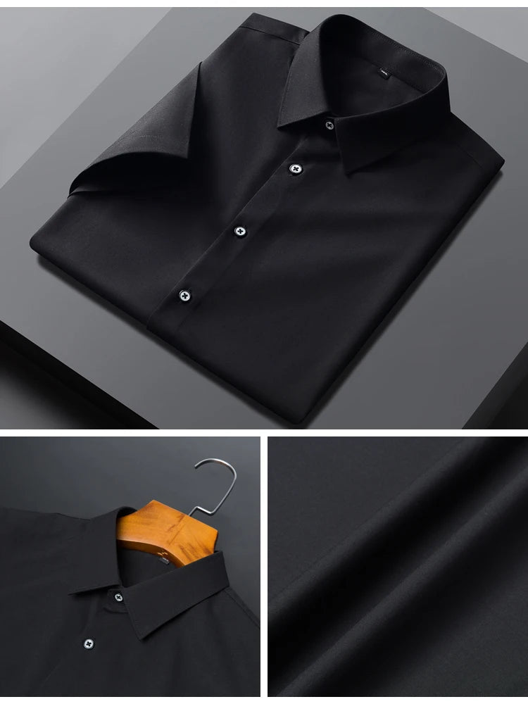 Men's Formal Business Short Sleeve Dress Shirt Wrinkle Free Regular Fit 4-Way Stretch Button Up Shirts for Spring Summer Holiday
