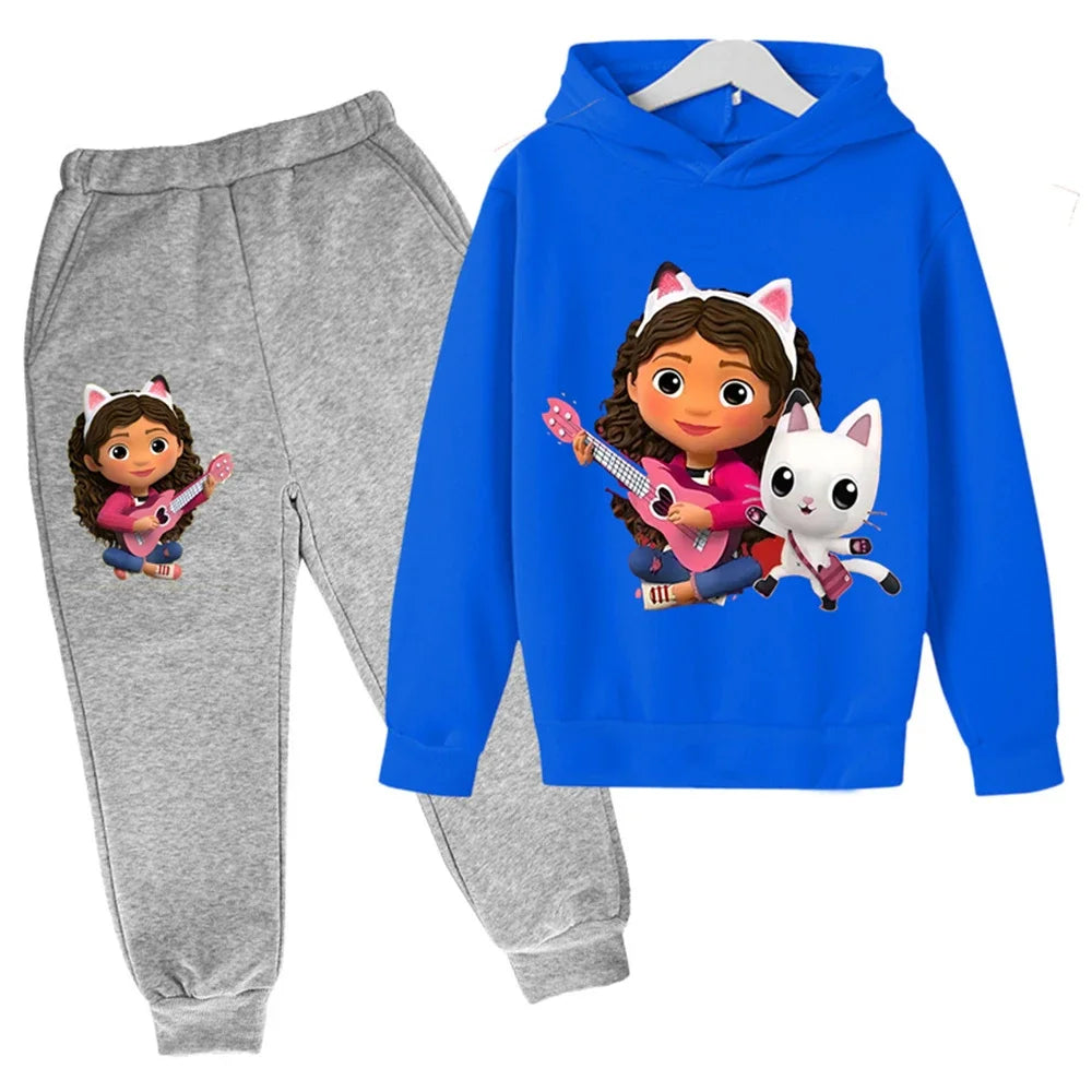 Kids Gabby Cats Hoodie Toddler Girls Gabbys Dollhouse Clothes Baby Boys Long Sleeve Sweatshirt Sets Autumn Children's Clothing