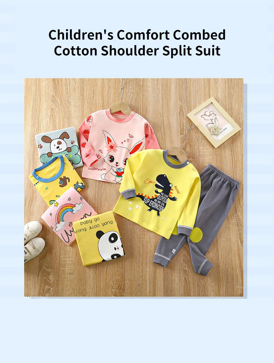 Cotton Kids Pajamas Set for Boys Girls Autumn and Winter Cartoon Sleeping Loungewear Children Night Sleepwear Home Wear Clothes