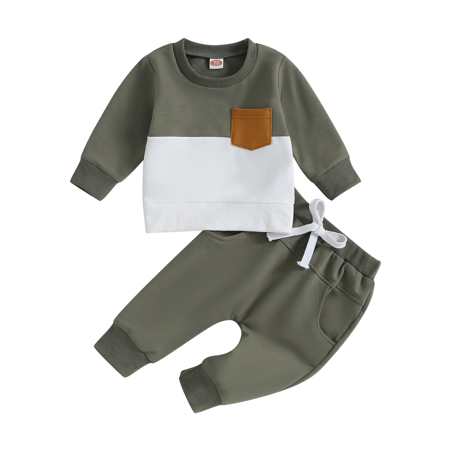 visgogo 0-3Years Baby Boys Clothes 2Pcs Fall Winter Outfits Long Sleeve Contrast Color Pullover Tops and Pants Toddler Tracksuit