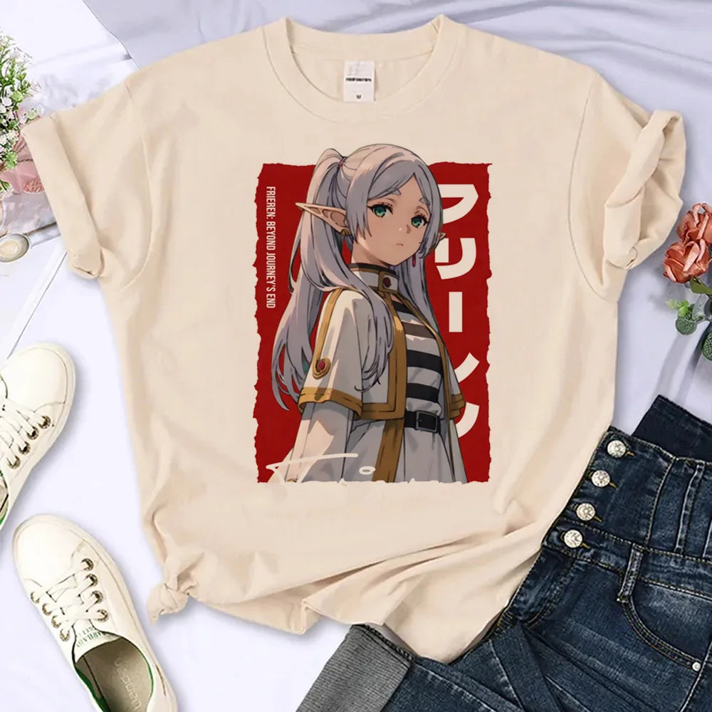 Frieren shirt women women 2000s Punk Pastel Psychedelic hip hop t-shirt Vintage women Psychedelic Digital Classic Trendy