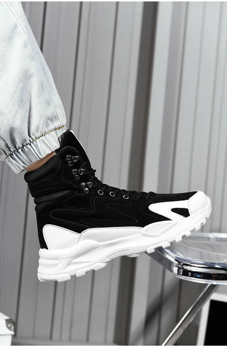 Fashion Men's Boots Comfortable Men Casual Shoes Breathable High Top Sneakers for Outdoor Non Slip Ankle Boots Platform Sneakers