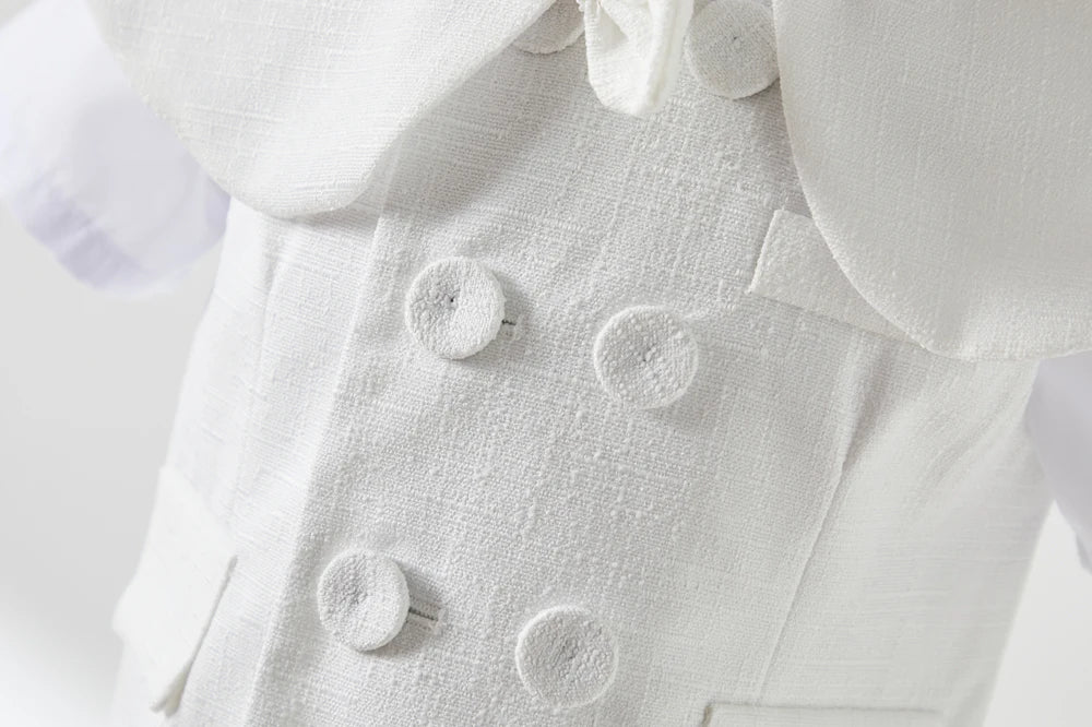 White Boys Suits Fashion Formal Baptism Party Dress Vest shawl Shorts hat 4pcs sets Outfits Kids Birthday Boutique Clothing set