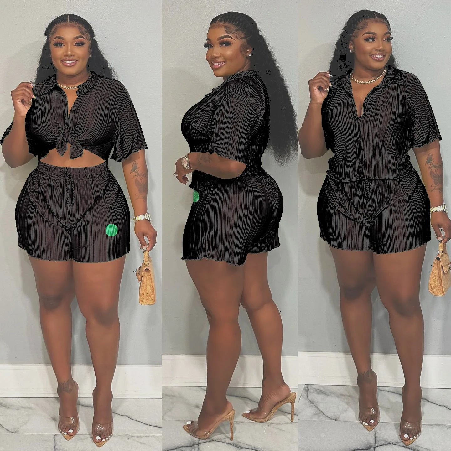 CM.YAYA Pleated Women's Set Long Sleeve Shirt Tops and Straight Wide Leg Pants Elegant Tracksuit Two 2 Piece Set Fitness Outfits