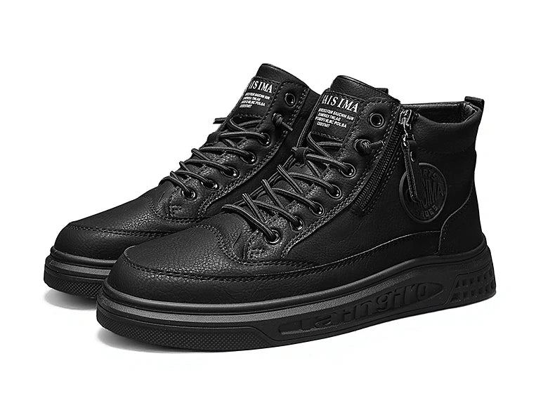 Leather Men Ankle Boots Fashion comfortable Men Sneakers Luxury British style High Top Shoes Men Platform Casual Shoes 2025 New