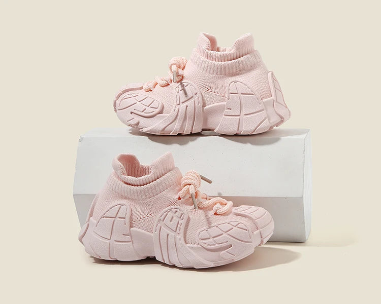 Kid Shoes Sneakers Fashion Knit Luxury Designer High Top Children Shoes Comfortable Casual Running Sports Tennis Shoes Boy Girls