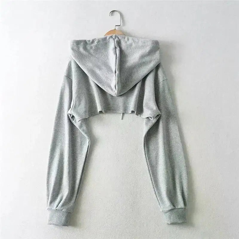 Hoodie Female Hoodie Personality Irregular Crop Ultra Short Style Long Sleeve Top Female Drop Shipping Sweatshirt Y2k Clothes