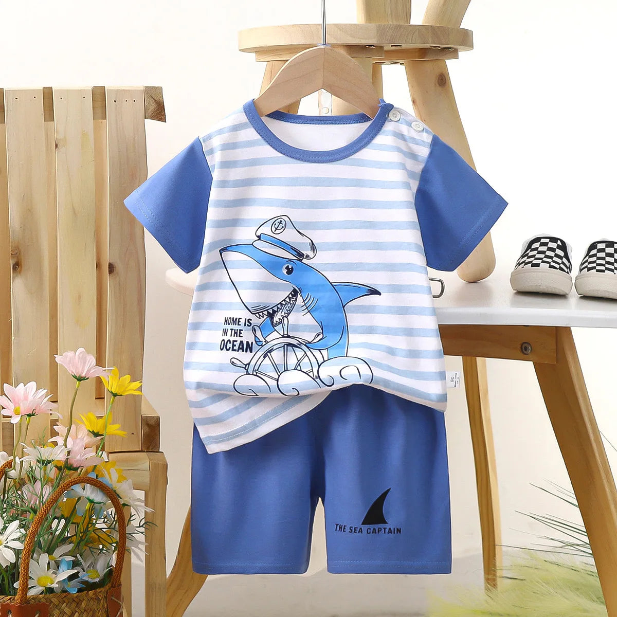 Fashion Kids Clothes Boys Sets Top Shorts 2PCS 100% Cotton Soft Summer Children Baby Cloths T-shirt Shorts Toddler Suit For 0-6Y