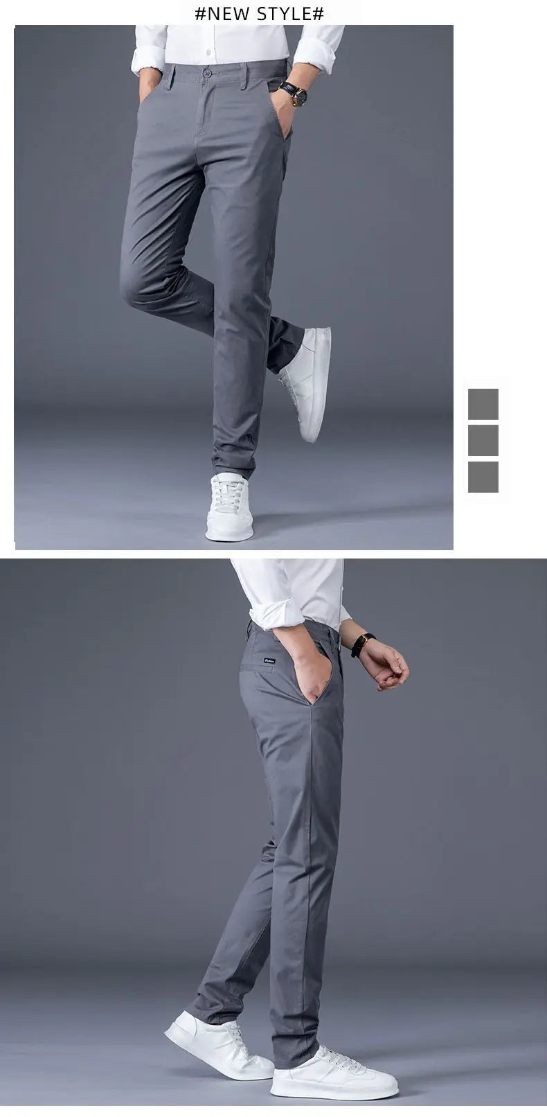 Men's Business Spring and Autumn Men's Casual Pants High-end Cotton Straight Stretch New Long Pants Slim Fleece PantsPlush
