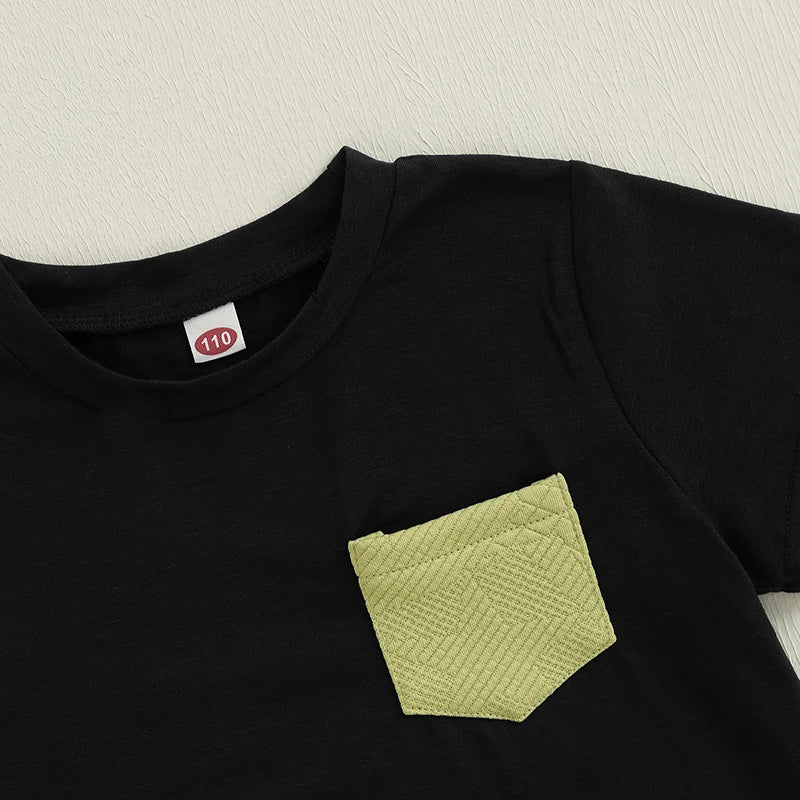 Pudcoco Kids Baby Boys Shorts Set, Short Sleeve T-shirt with Elastic Waist Stars Shorts Toddler Set Summer Outfit