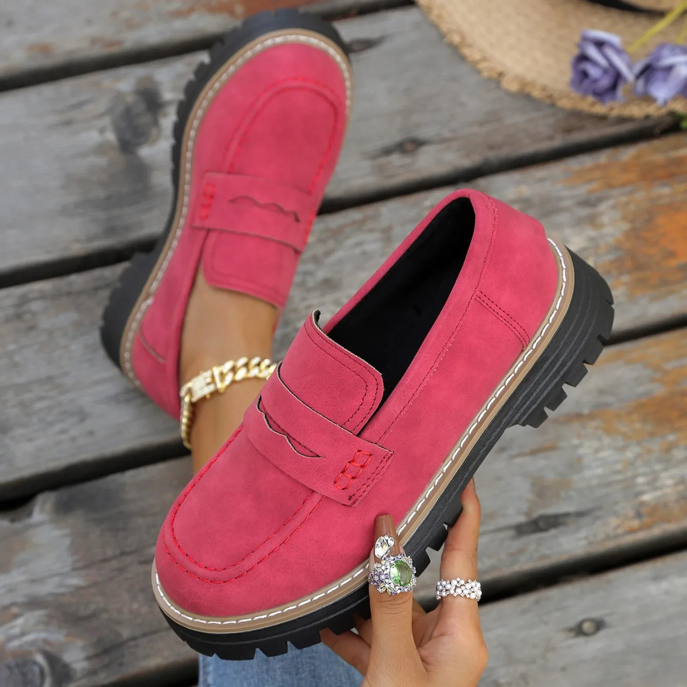 2025 New Women Loafers Comfortable Outdoor Sneakers Non-slip Thick Bottom Shoes Spring Autumn Flat  Shoes Women Zapatos De Mujer